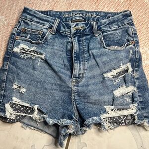 American Eagle Outfitters Ripped Blue Jean Shorts